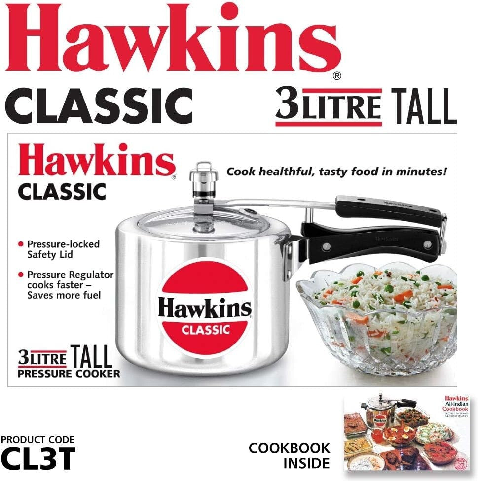 Hawkins Classic Tall Pressure Cooker, 3 Litre Capacity  Free Shipping