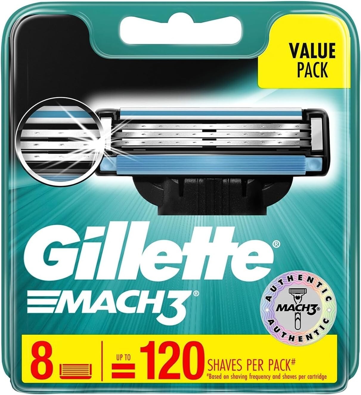 Gillette Mach3 Men's Razor Blade Refill Cartridges Pack of 8 NEW  Free Shipping