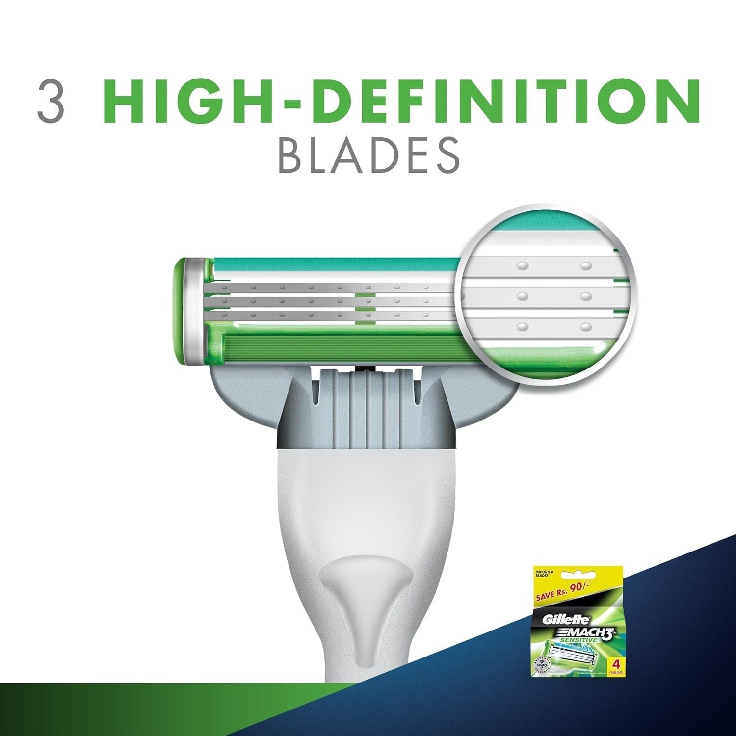 Gillette Mach 3 Sensitive Men's Razor Blade Refill - 4 Pack  Free Shipping