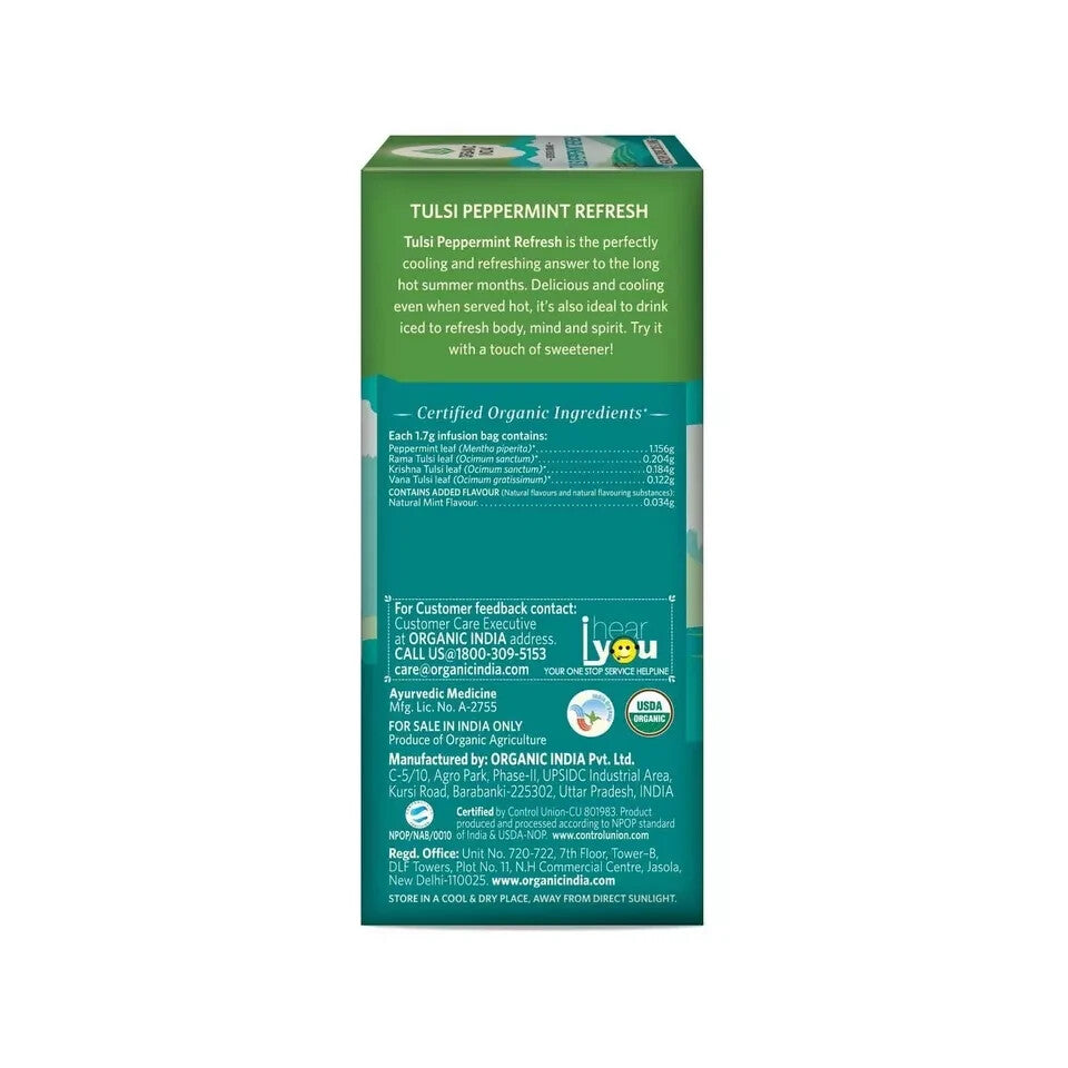 Organic India - Tulsi Tea Peppermint - 18 Tea Bags  Free Shipping