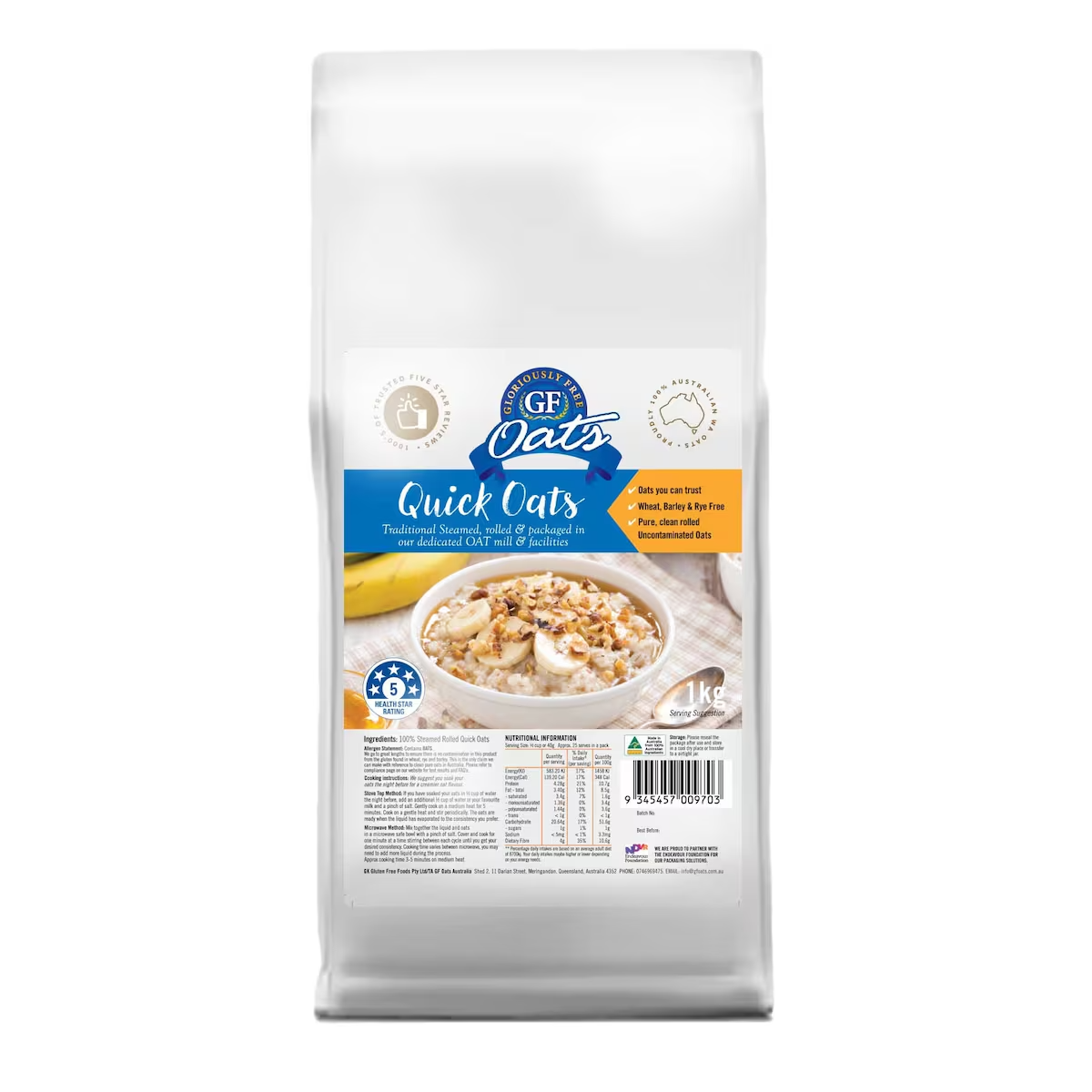 Gloriously Free Quick Oats 500g  Free Shipping