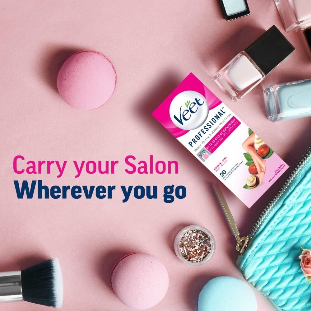 Veet Full Body Waxing Kit for Normal Skin, 20 strips  Free Shipping