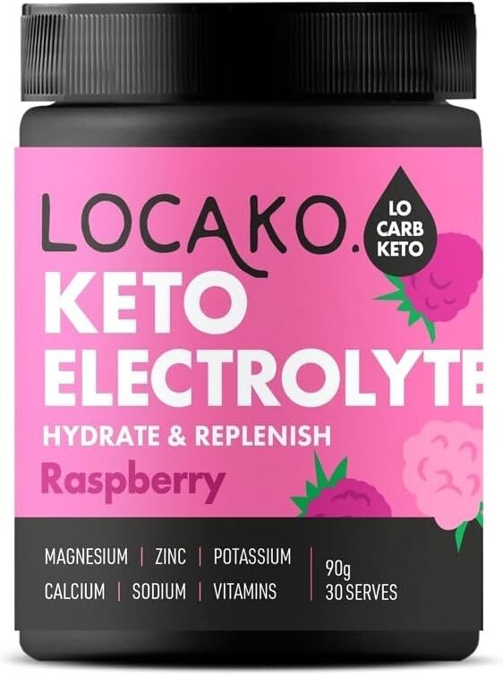 New Locako Keto Electrolyte Hydrate & Replenish Raspberry 90g 30 Serves 