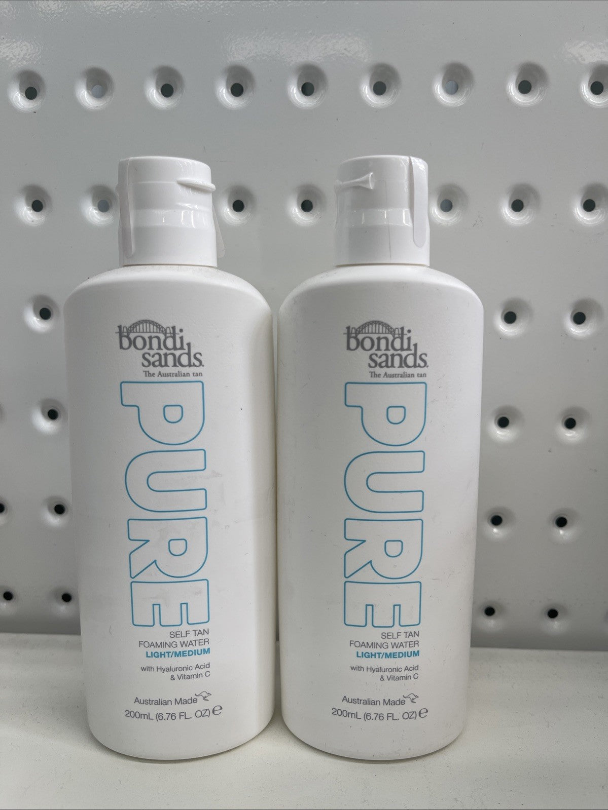 2 x BONDI SANDS 200mL PURE SELF TAN FOAMING WATER LIGHT/MEDIUM Brand New