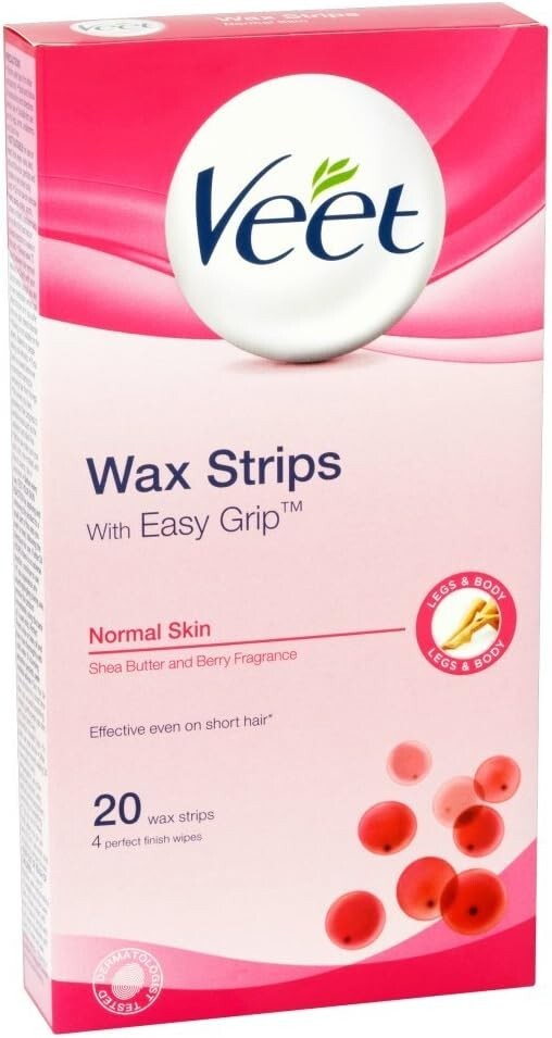 Veet Easy Gelwax Wax Strips Normal Skin, 20 pack (0124618)