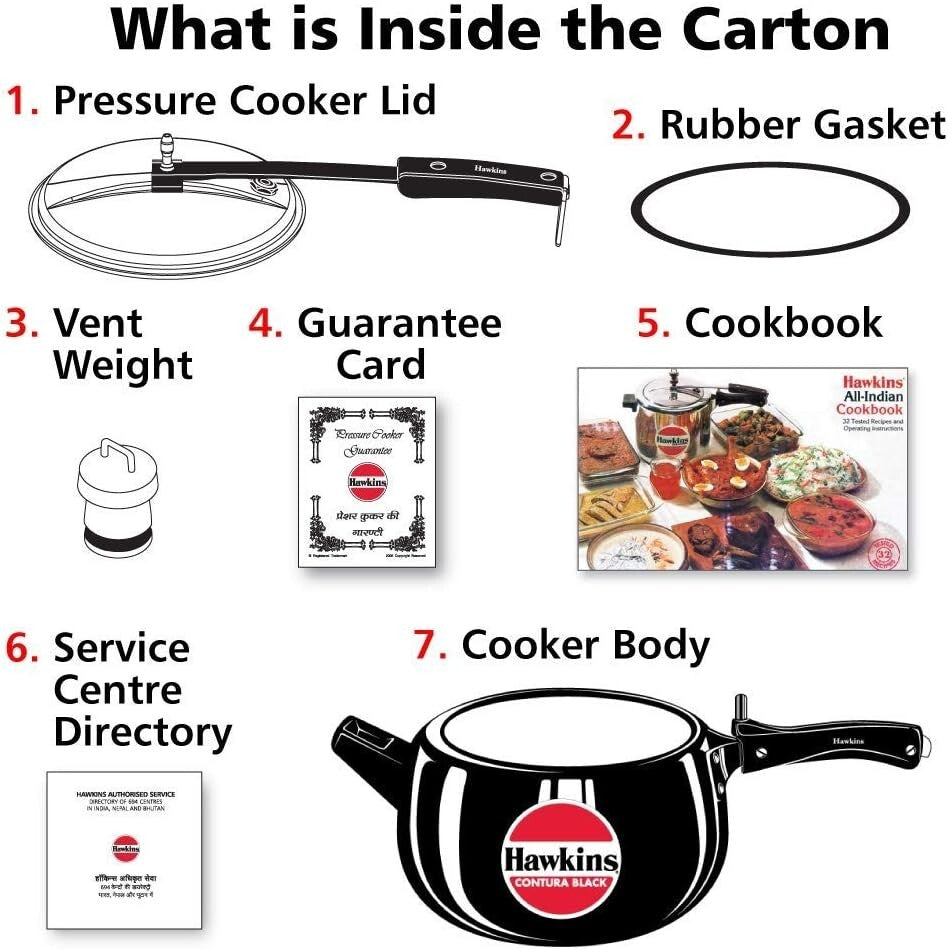 HAWKINS Hawkins Contura Black Pressure Cooker, 5 Litre, Black (Hard Anodized)