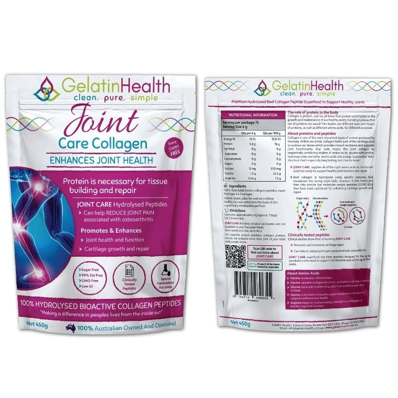 GELATIN HEALTH JOINT CARE 225g -HYDROLYSED BIOACTIVE COLLAGEN PEPTIDES FREE SHIP