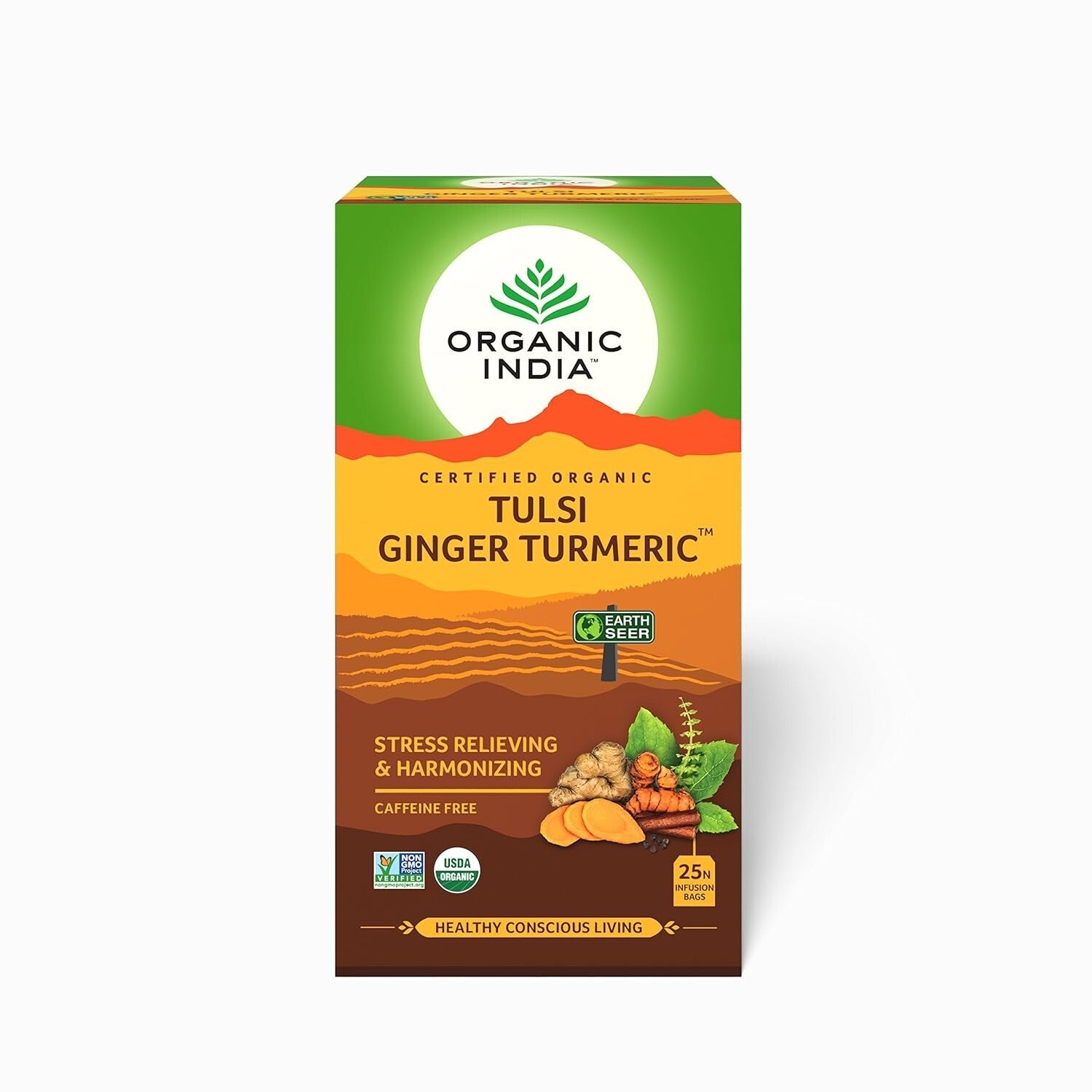 Organic India Tulsi Tea's - 25 Tea Bags (Tulsi Ginger Turmeric)  Free Shipping