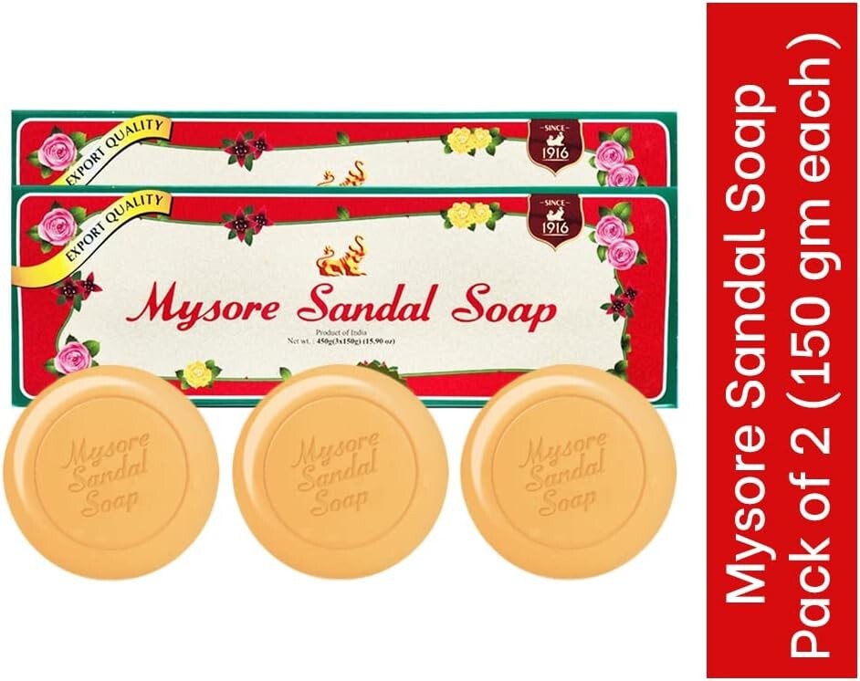 Mysore Sandalwood Soap 150G Double Size (Pack of 6)  Free Shipping