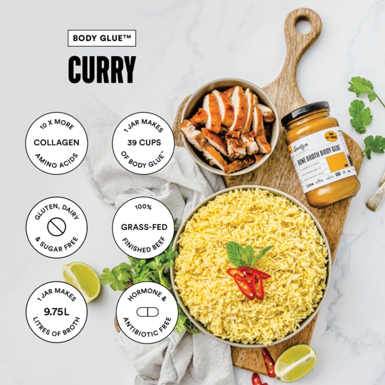 Gevity Rx Bone Broth Body Glue Curry 390g  Free Shipping