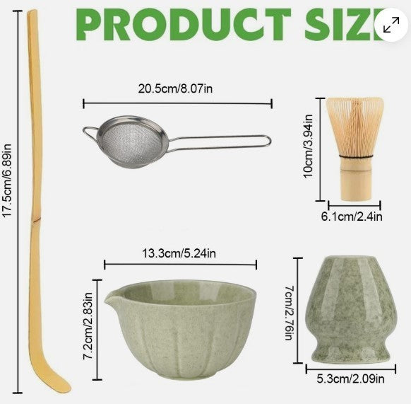 Bamboo Matcha Whisk Set Chasen Chashaku Matcha Whisk for Japanese Tea Ceremony