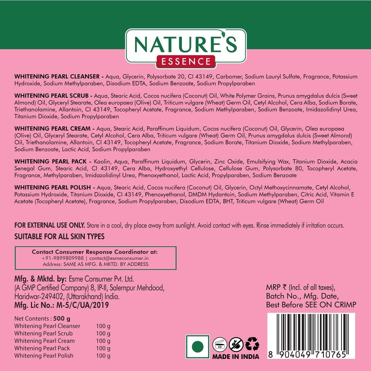 NATURES ESSENCE Advanced Whitening Pearl Facial Kit, 500g  Free Shipping