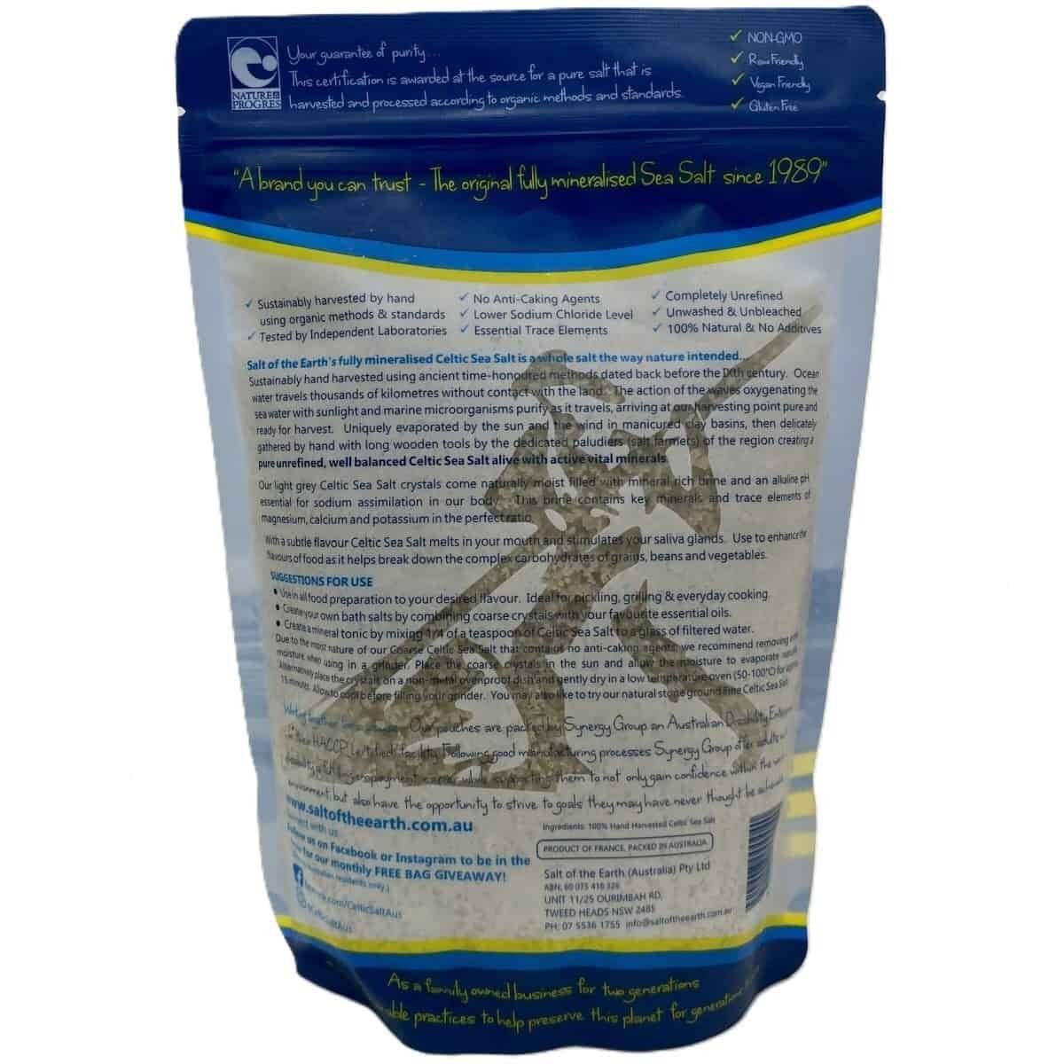 SALT OF THE EARTH CELTIC SEA SALT 650G COARSE + FREE SAME DAY SHIPPING