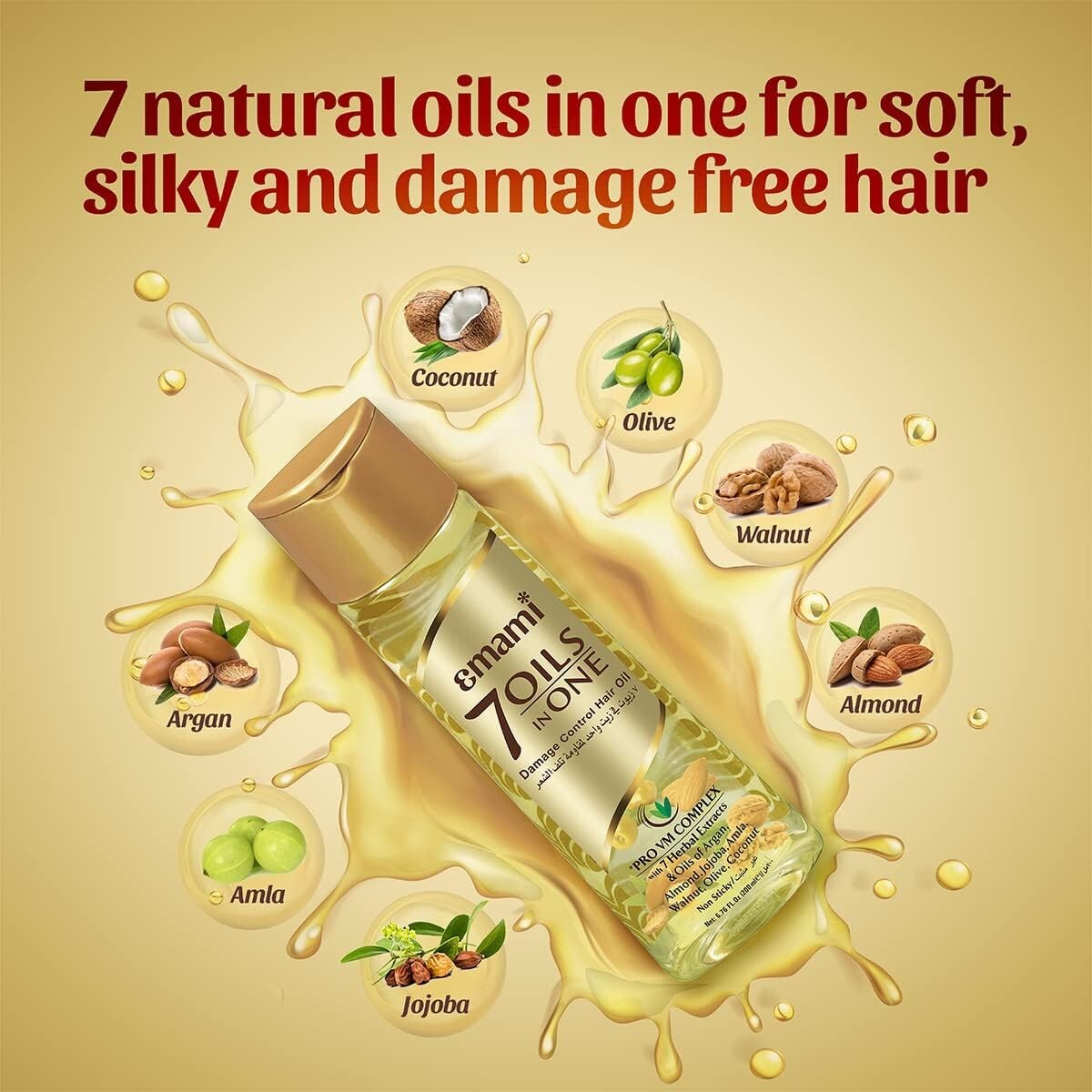 Emami 7 Oils in 1 - Damage Control Herbal Hair Oil-200 ml  Free Shipping