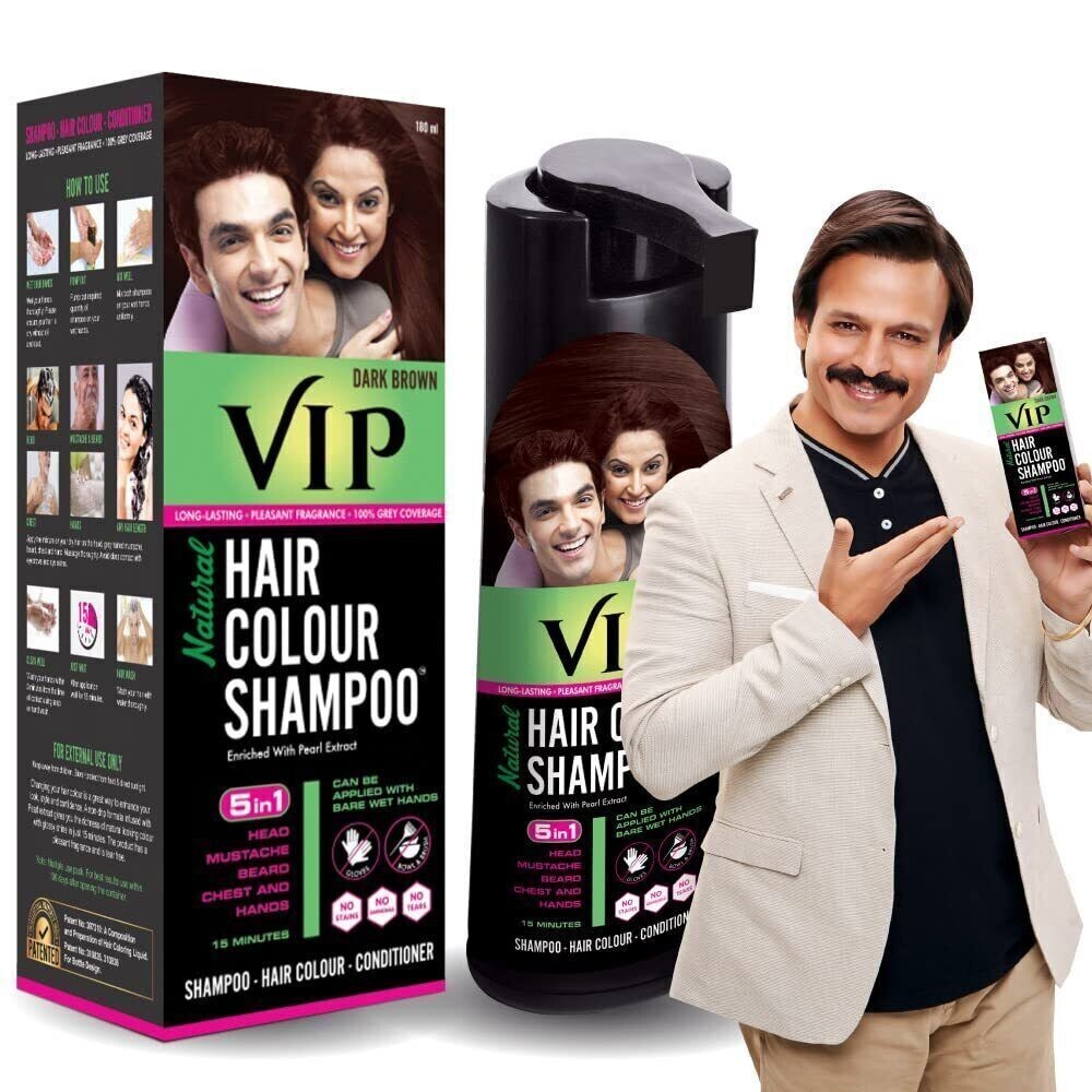VIP HAIR COLOUR SHAMPOO | Dark Brown | For Men & Women - 180ml  Free Shipping