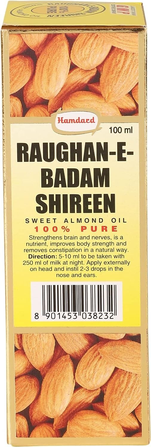 Hamdard Roghan Badam Shirin Sweet Almond Oil - 100 ml  Free Shipping