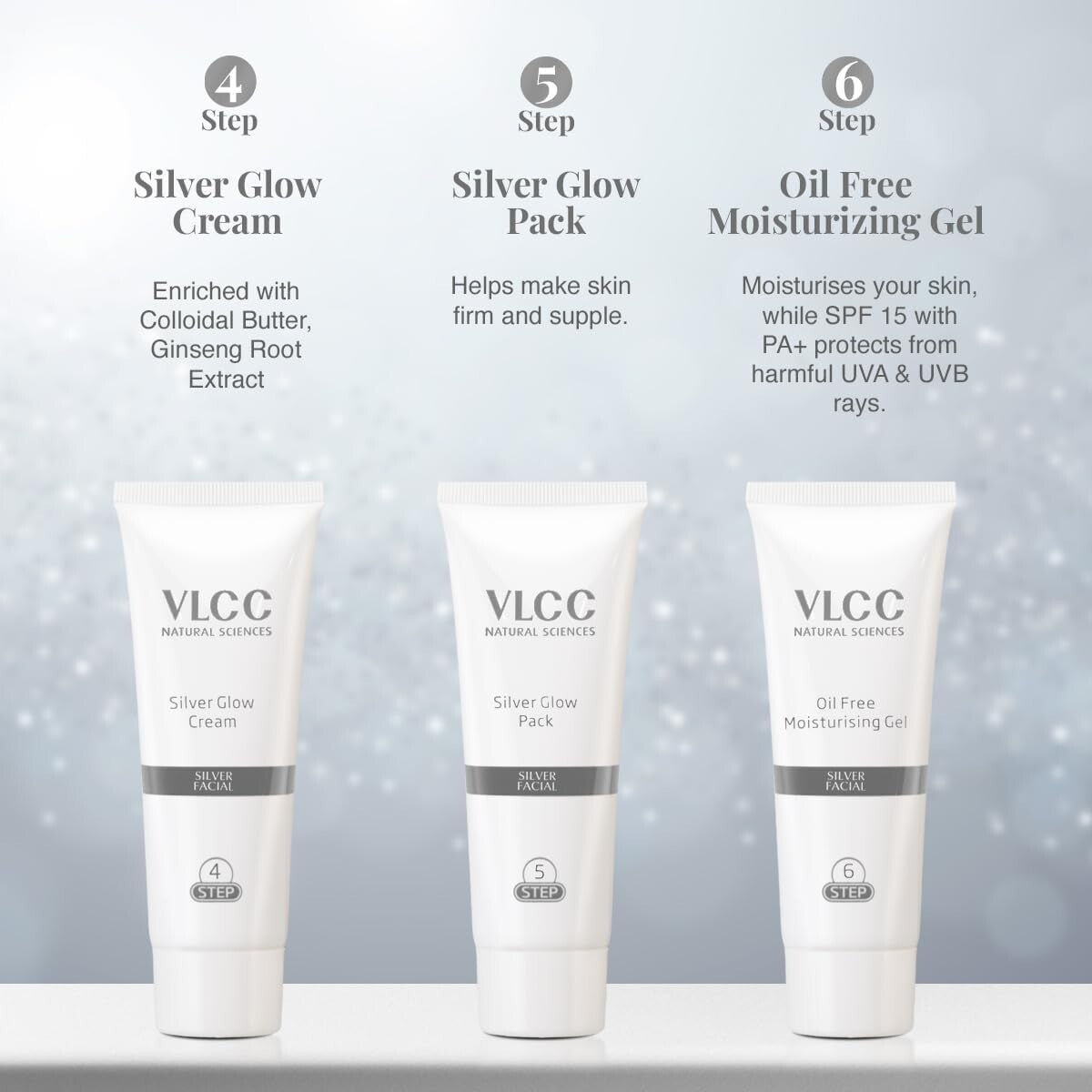 VLCC Silver Facial Kit Detoxifies & Purifies Skin Tissues & Restore The Natural