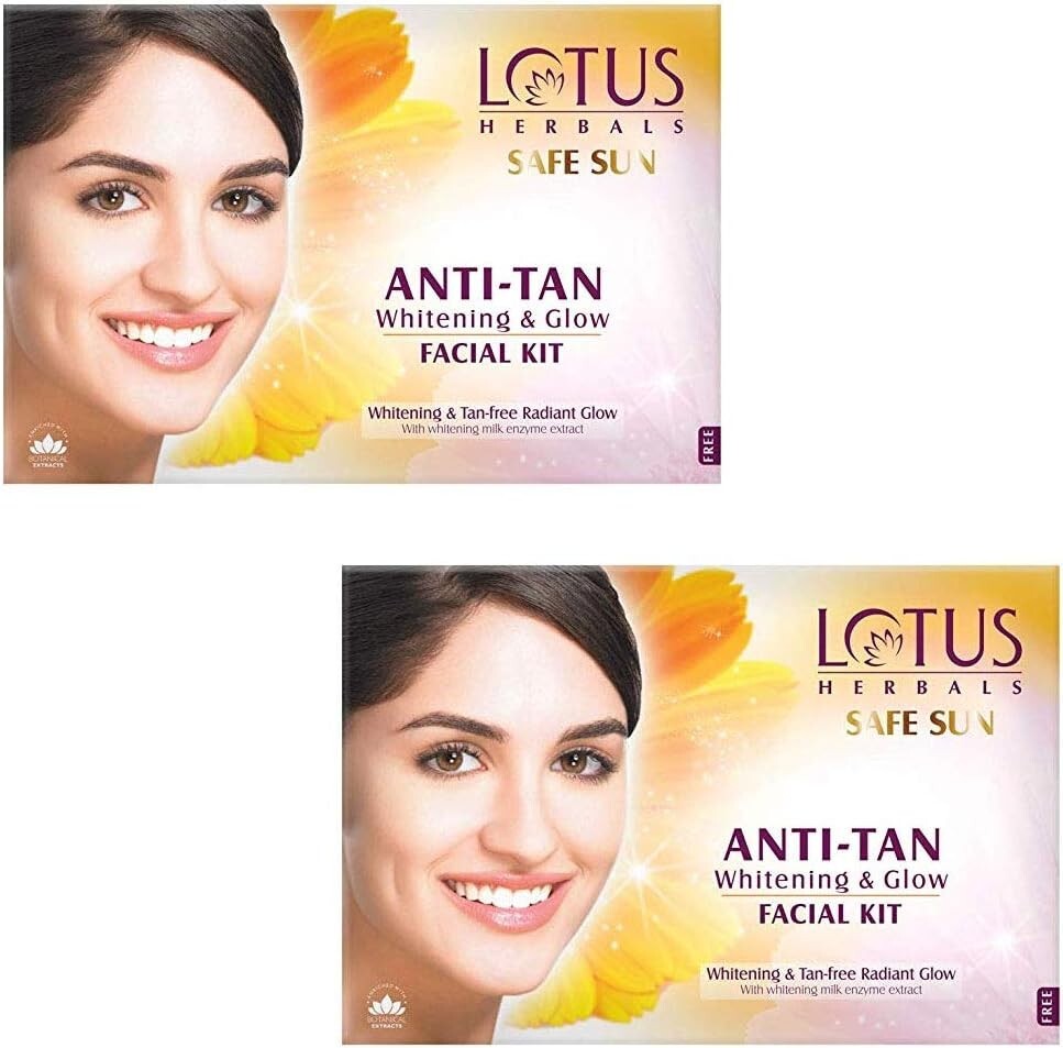 Lotus Safe Sun Anti Tan Whitening and Glow 4 in 1 Facial Kit… Free Shipping