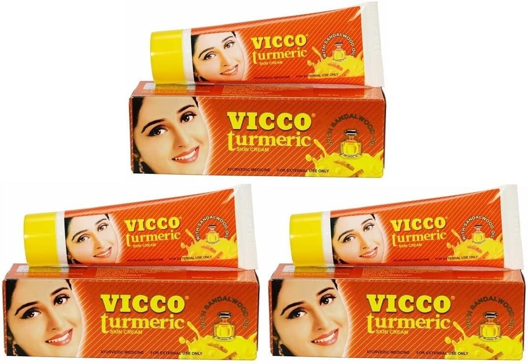 Vicco Turmeric Vanishing Cream (with Sandalwood Oil) Pack of 3 * 50gm