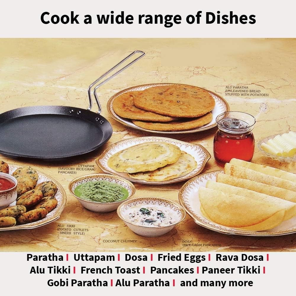 Hawkins FUTURA IQ45 Non-Stick Induction Compatible Flat Tava Griddle, 10-inch Bl
