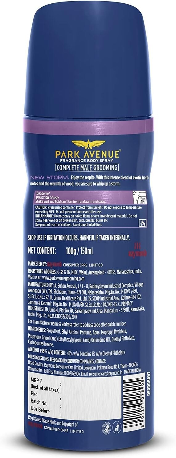 Park Avenue Storm Deo for Men, 150ml  Free Shipping