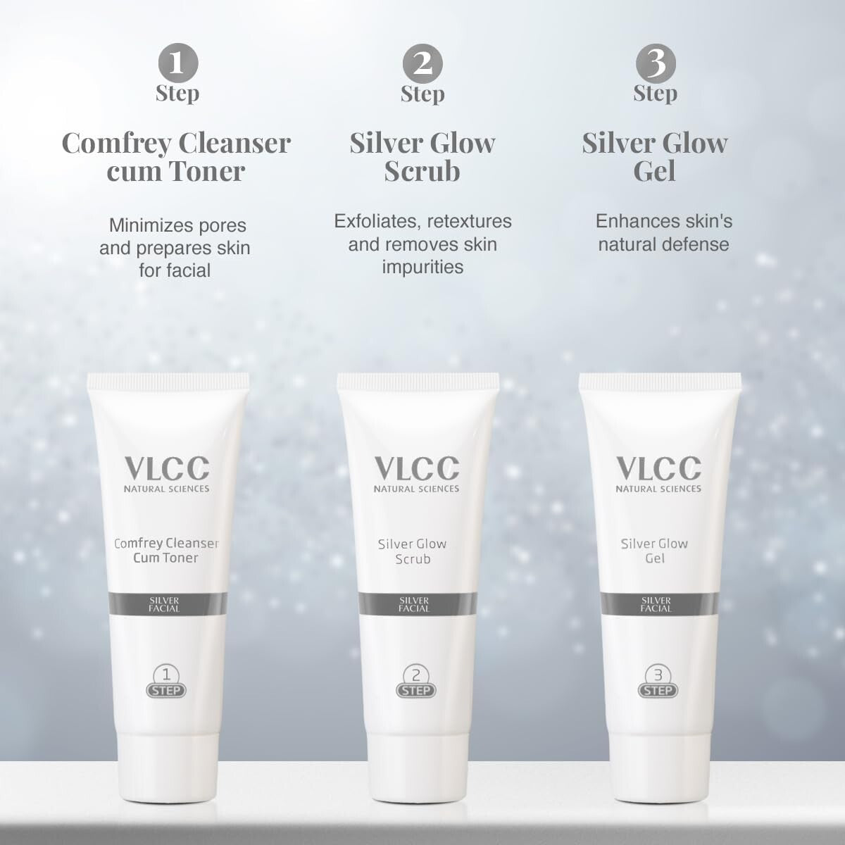 VLCC Silver Facial Kit Detoxifies & Purifies Skin Tissues & Restore The Natural