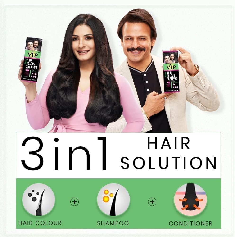 VIP Natural Hair Colour Shampoo, Brown, 180 ml  Free Shipping
