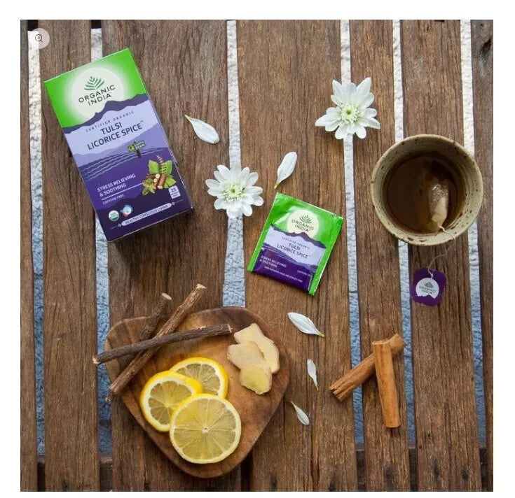 Organic India Tulsi Licorice Spice Tea 25 Teabags - Pack of 5  Free Shipping