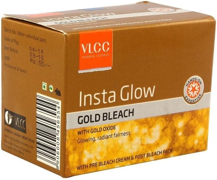 2 x VLCC Insta Glow Gold Bleach With Gold Oxide - Glowing, Radiant Fairness - 30