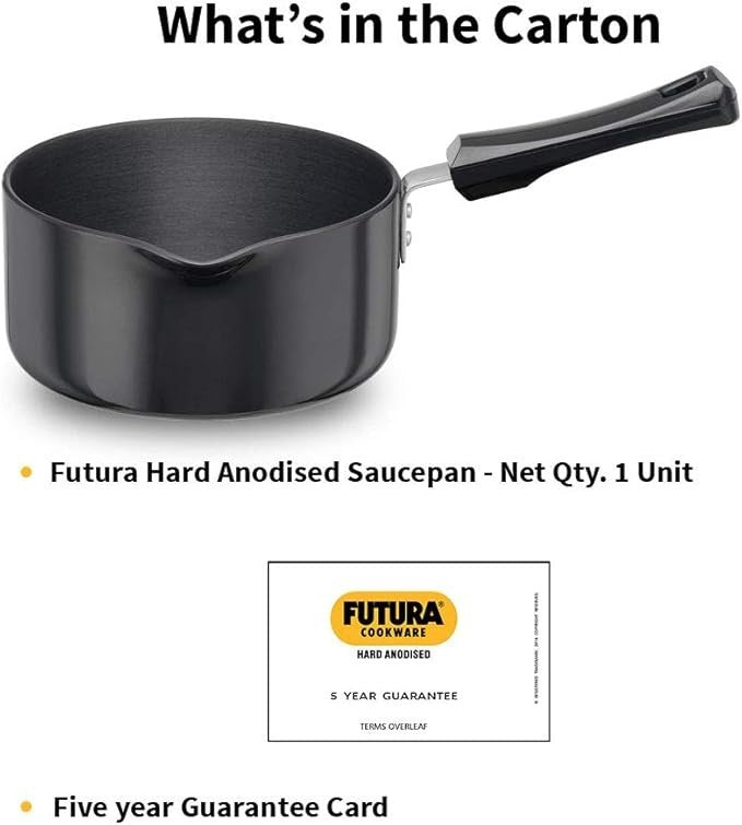 Hawkins Futura Cookware Hard Anodised Ezee Pour Saucepan With LID 2LTR