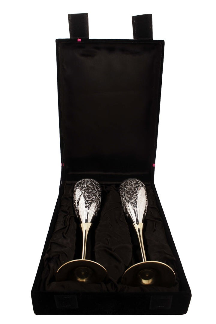 Silver & Brass Champagne Glass Set of 2