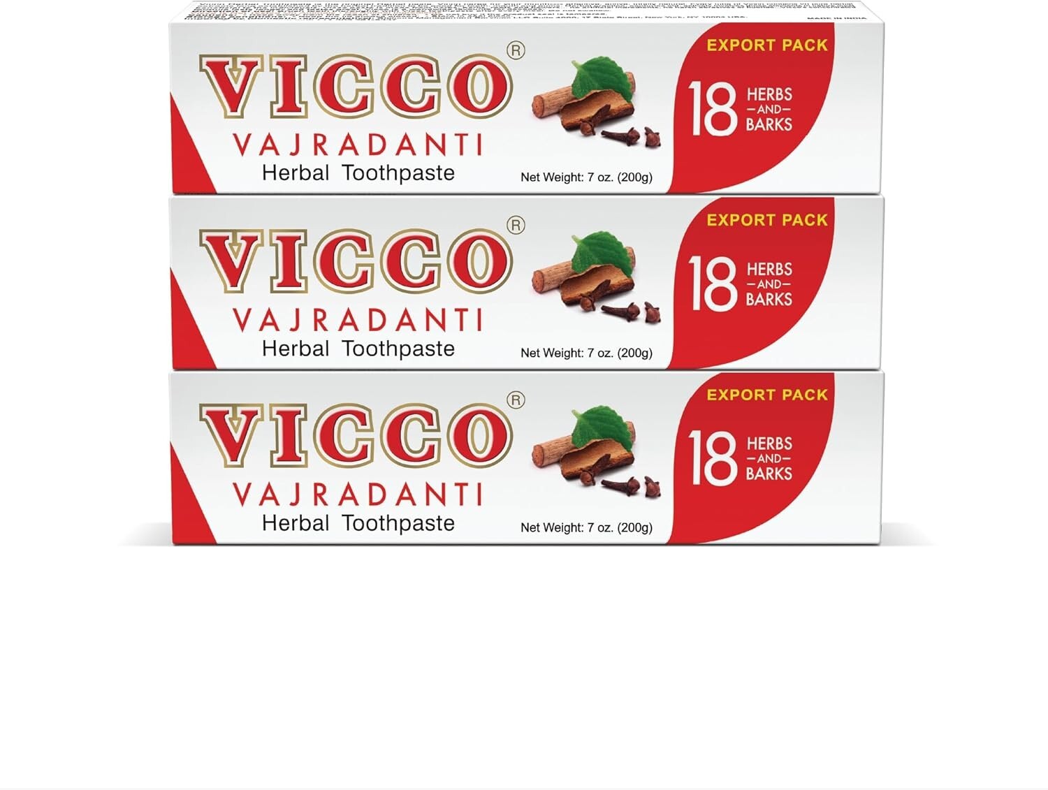VICCO VAJRADANTI AYURVEDIC HERBAL TOOTHPASTE 200g (Pack of 4)  Free Shipping