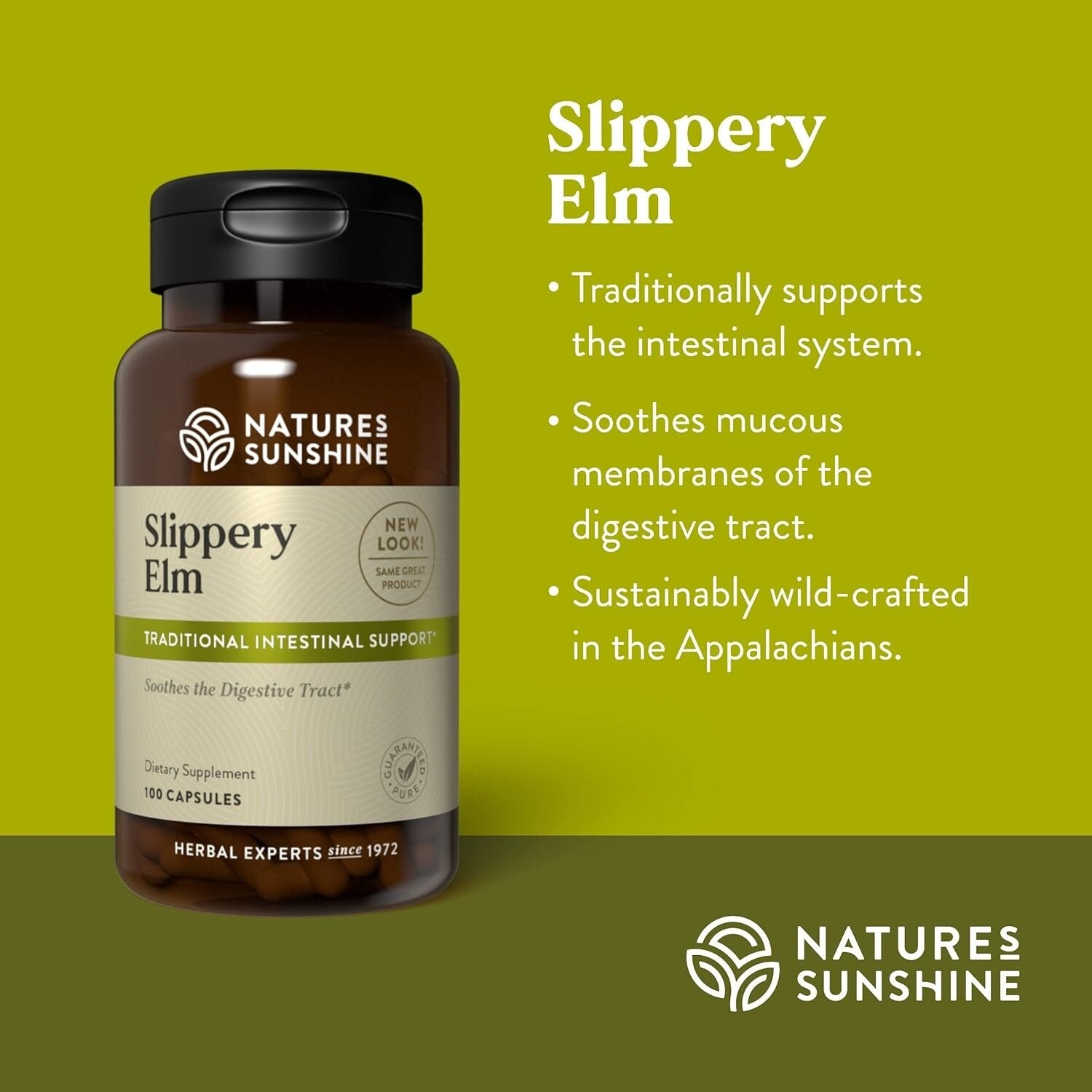 Nature's Sunshine Slippery Elm 360mg 100c  Free Shipping