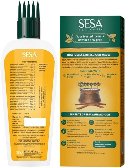 Sesa Hair Oil 100ml For Long Beautiful and Nourished Hair - Ayurvedic Hair Care