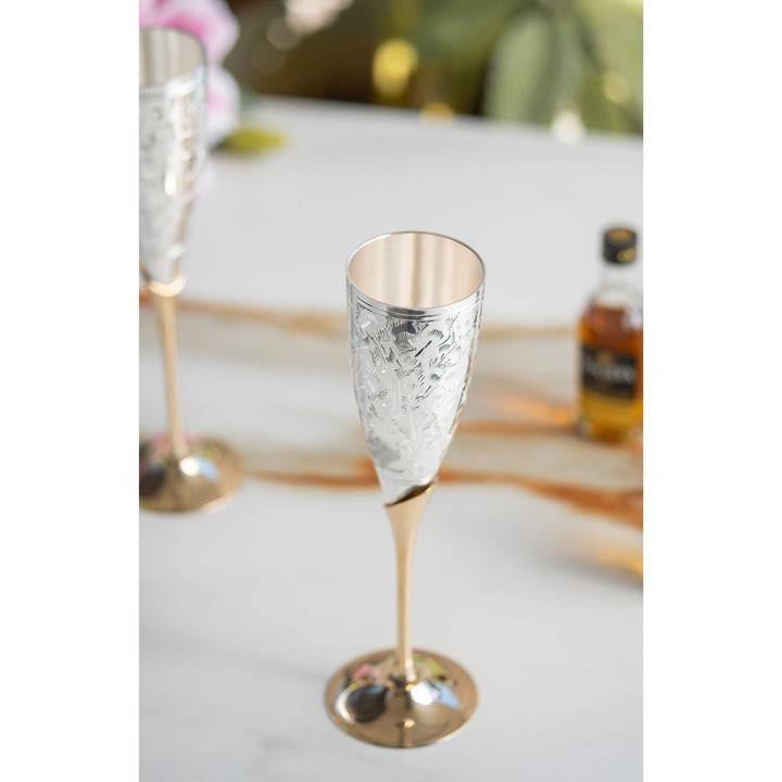 Silver & Brass Champagne Glass Set of 2