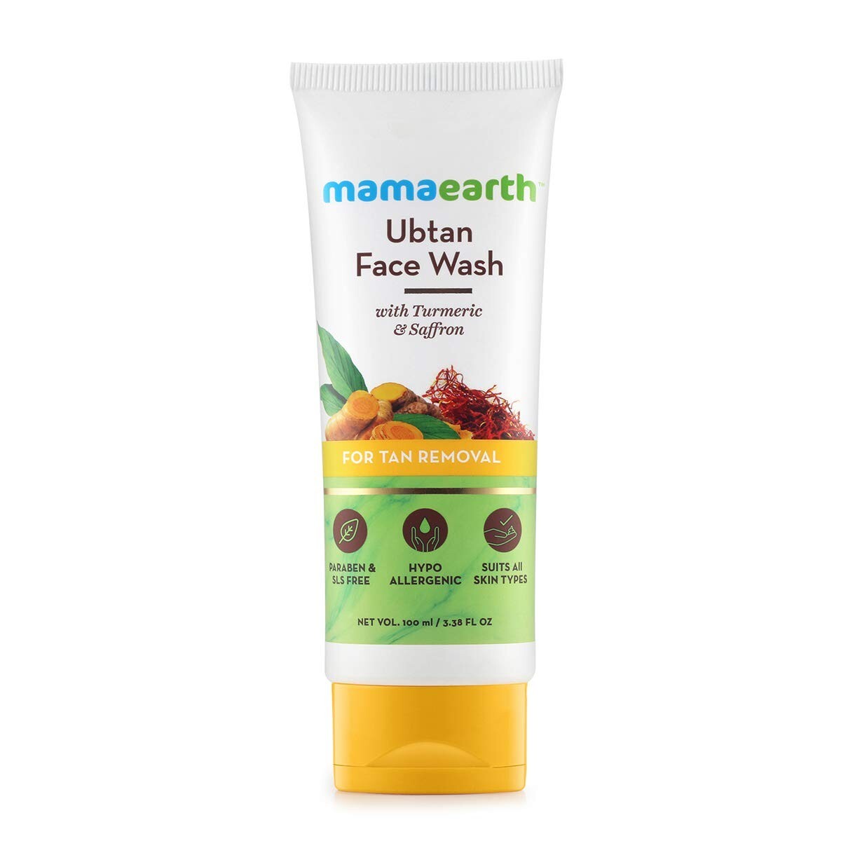 Mamaearth Ubtan Natural Face Wash for All Skin Type Turmeric & Saffron 100 ml