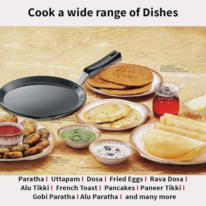Hawkins Futura Non-Stick Flat Tava with Plastic Handle, 26 cm Diameter FREE SHIP