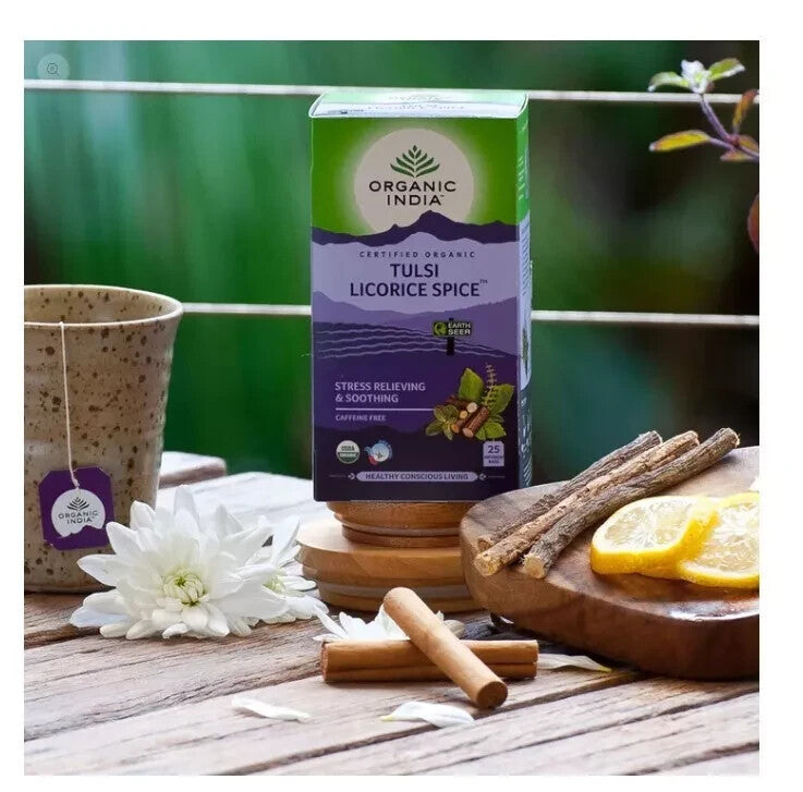 Organic India Tulsi Licorice Spice Tea 25 Teabags - Pack of 5  Free Shipping