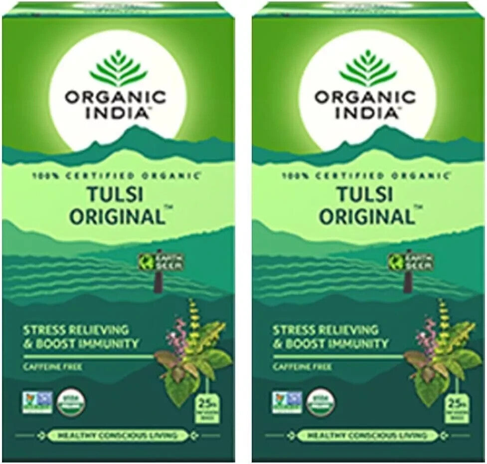 Pack of 5 - Organic India Tulsi Original - 25 Tea Bags  Free Shipping
