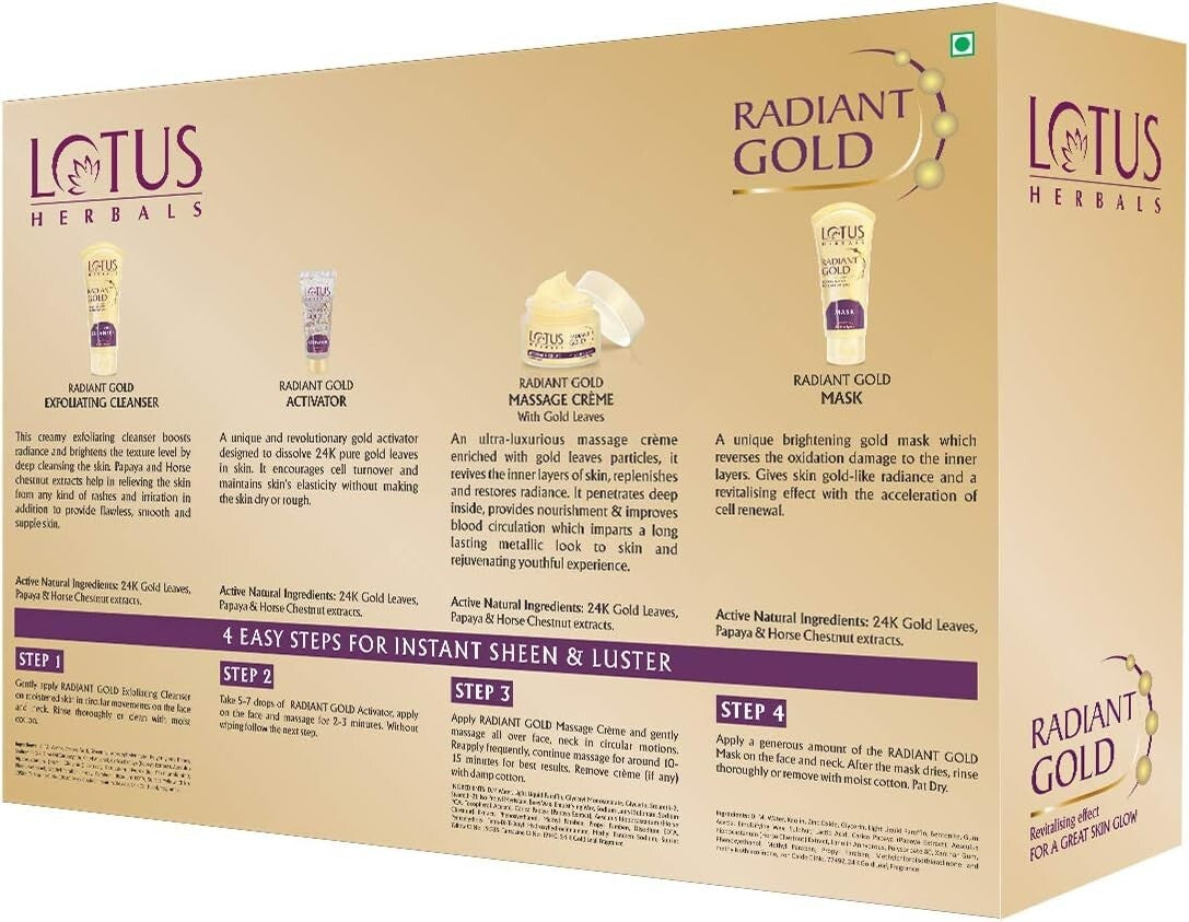 Lotus Herbal Radiant Gold Cellular Glow Facial Kit  Free Shipping