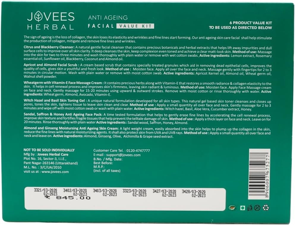 JOVEES Anti Ageing Facial Value Kit 315GM  Free Shipping