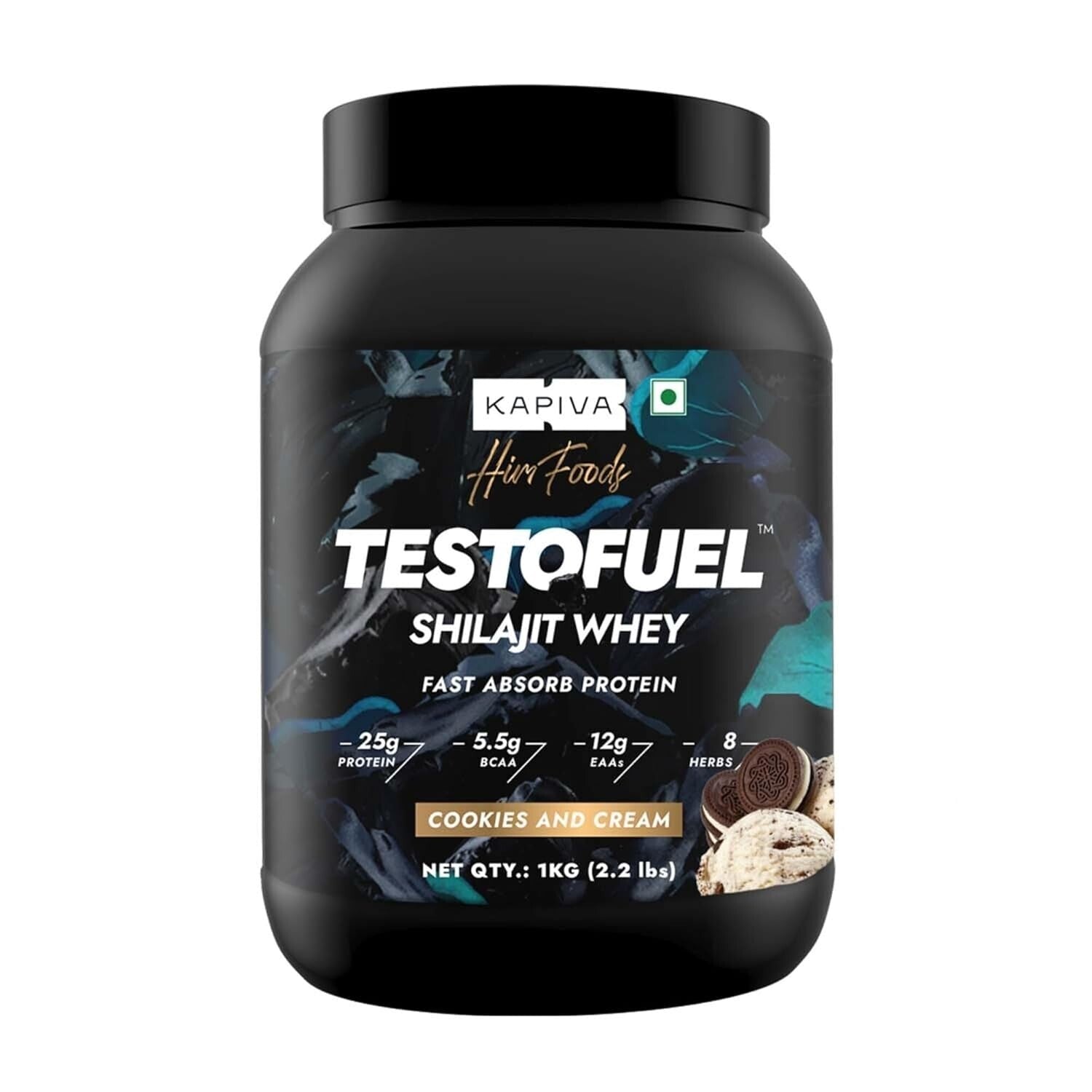 Kapiva Him Foods Testofuel Shilajit Whey Protein -1kg Cookies and Cream