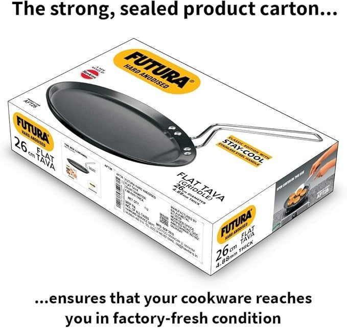 Hawkins Futura Hard Anodised Flat Tava, 26 cm Diameter - FREE SHIPPING