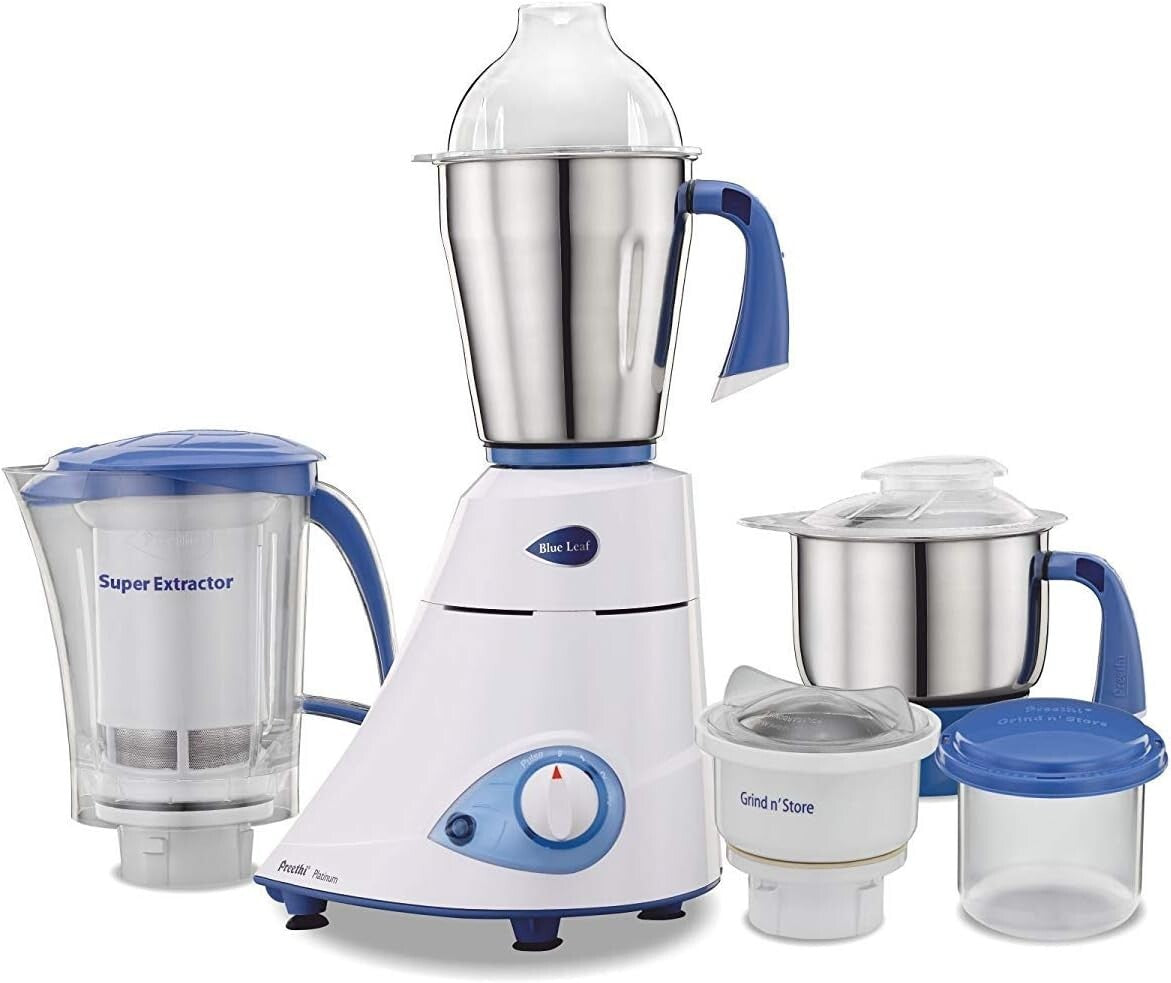 Preethi Blue Leaf Platinum  Mixer Grinder  With 4 Jars - 750W Capacity 