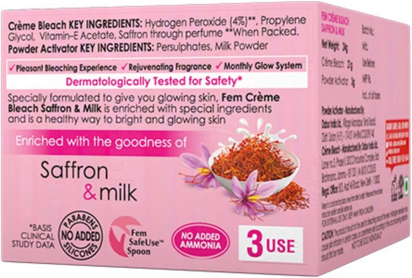 Fem Fairness Naturals Skin Bleach, Saffron, 64 G  Free Shipping