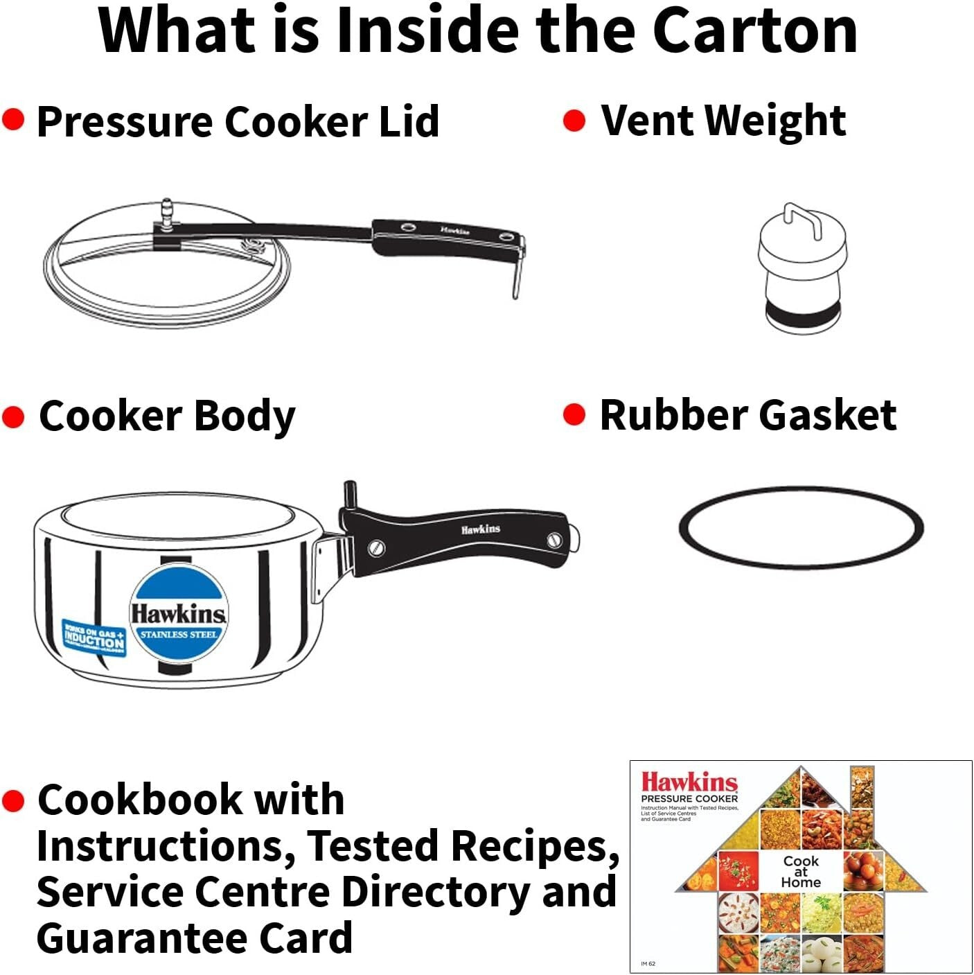 Hawkins Stainless Steel Pressure Cooker, 1.5 Litre Capacity  Free Shipping