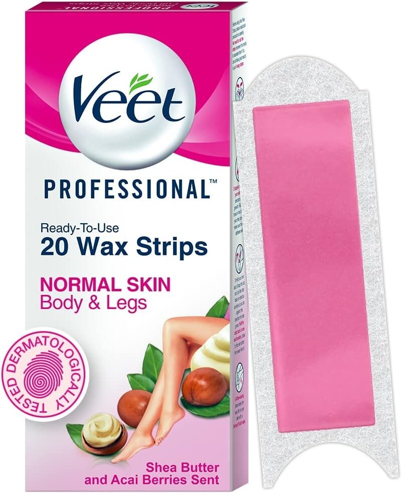 Veet Full Body Waxing Kit for Normal Skin, 20 strips  Free Shipping
