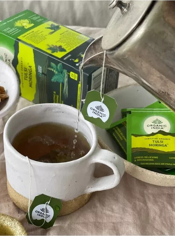 ORGANIC INDIA TULSI MORINGA 25 TEABAGS - Pack of 5  Free Shipping