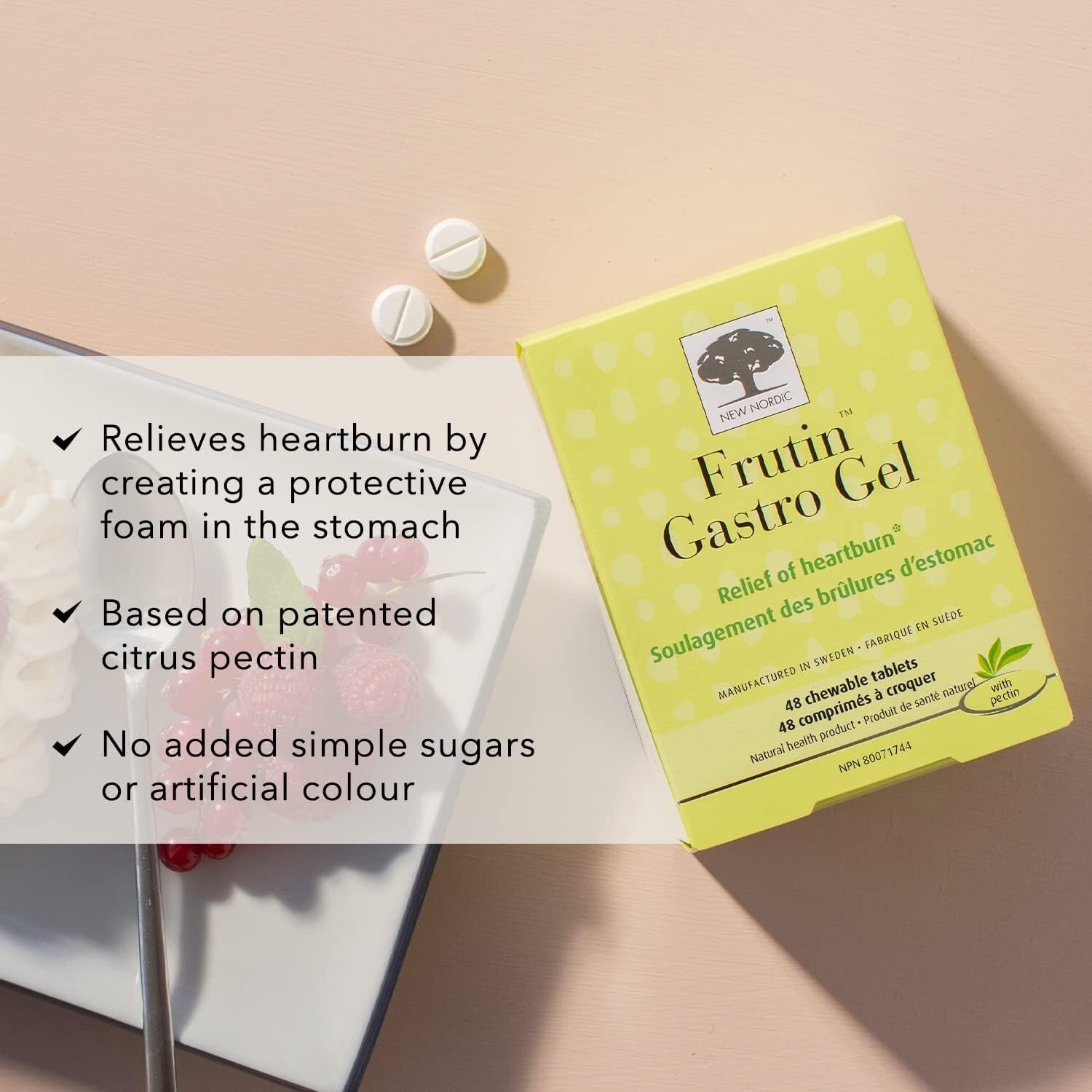 New Nordic Frutin Gastro Gel 60t Heartburn relief - FREE SHIPPING