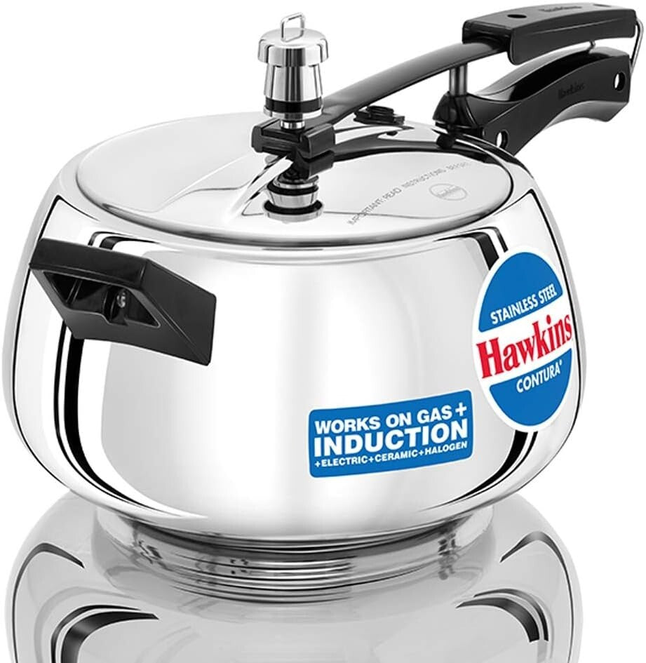Hawkins Contura Stainless Steel Pressure Cooker, 5.0 Liter Capacity  